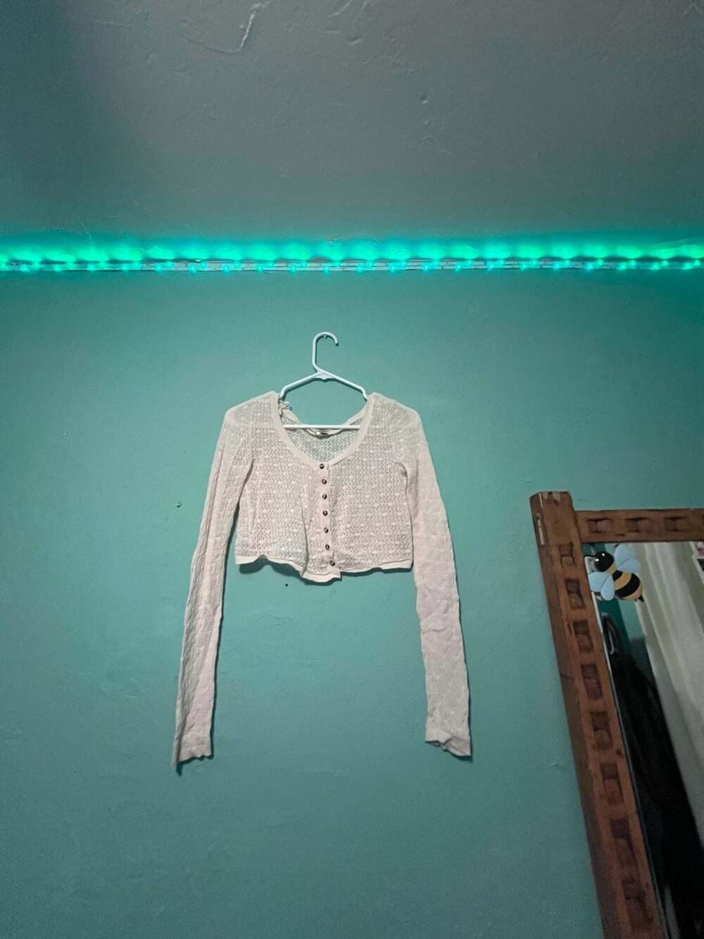 Free People Pointelle Knit Cardigan Size M White